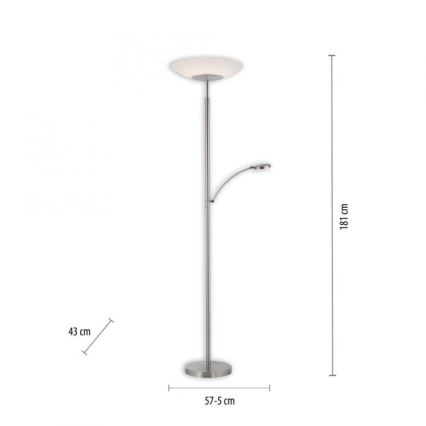 Paul Neuhaus 655-55 - Himmennettävä LED-lattiavalaisin ALFRED 1xLED/28W+1xLED/4W/230V kiiltävä kromi