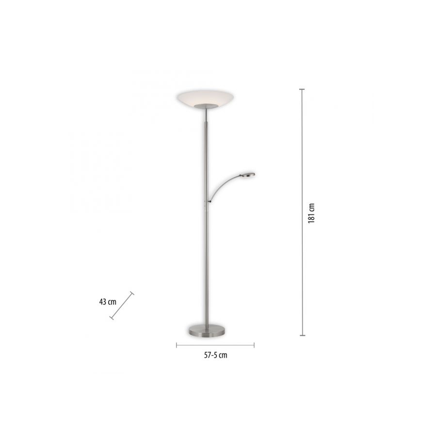Paul Neuhaus 655-55 - Himmennettävä LED-lattiavalaisin ALFRED 1xLED/28W+1xLED/4W/230V kiiltävä kromi