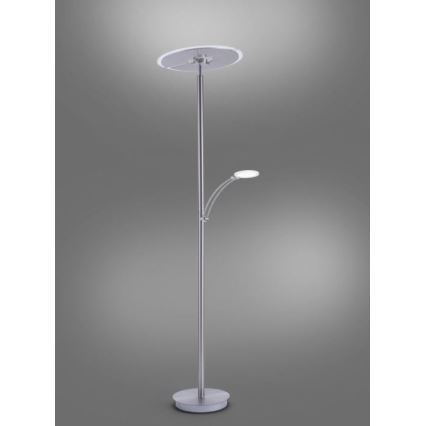 Paul Neuhaus 673-55 - Himmennettävä LED-lattiavalaisin ARTUR 2xLED/21W/230V+1xLED/6W kiiltävä kromi
