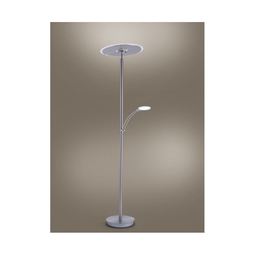 Paul Neuhaus 673-55 - Himmennettävä LED-lattiavalaisin ARTUR 2xLED/21W/230V+1xLED/6W kiiltävä kromi