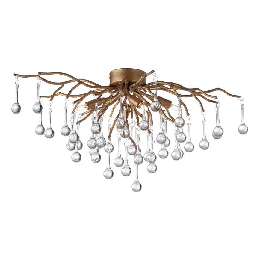 Paul Neuhaus 8090-11 - Kiinteä kattokruunu ICICLE 4xG9/40W/230V 30x60 cm messinki