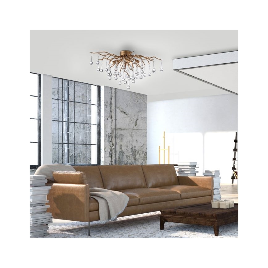 Paul Neuhaus 8090-11 - Kiinteä kattokruunu ICICLE 4xG9/40W/230V 30x60 cm messinki