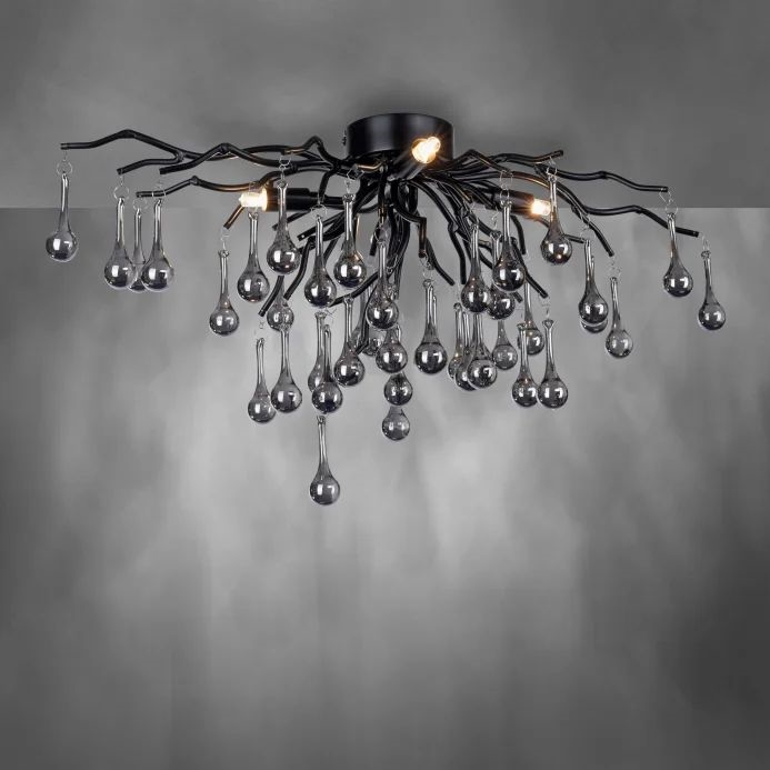 Paul Neuhaus 8090-18 - Pinta-asennettava kattokruunu ICICLE 4xG9/40W/230V 30x60 cm musta