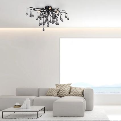 Paul Neuhaus 8090-18 - Pinta-asennettava kattokruunu ICICLE 4xG9/40W/230V 30x60 cm musta