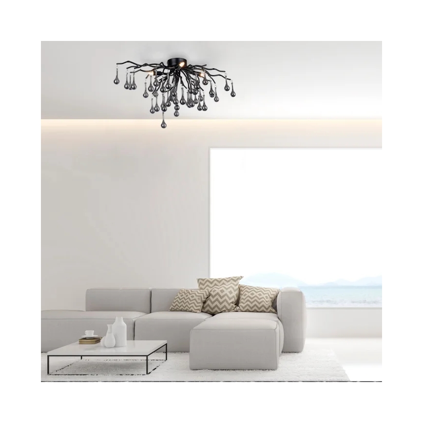 Paul Neuhaus 8090-18 - Pinta-asennettava kattokruunu ICICLE 4xG9/40W/230V 30x60 cm musta