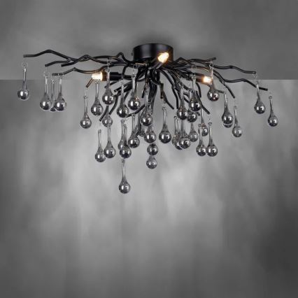 Paul Neuhaus 8090-18 - Pinta-asennettava kattokruunu ICICLE 4xG9/40W/230V 30x60 cm musta