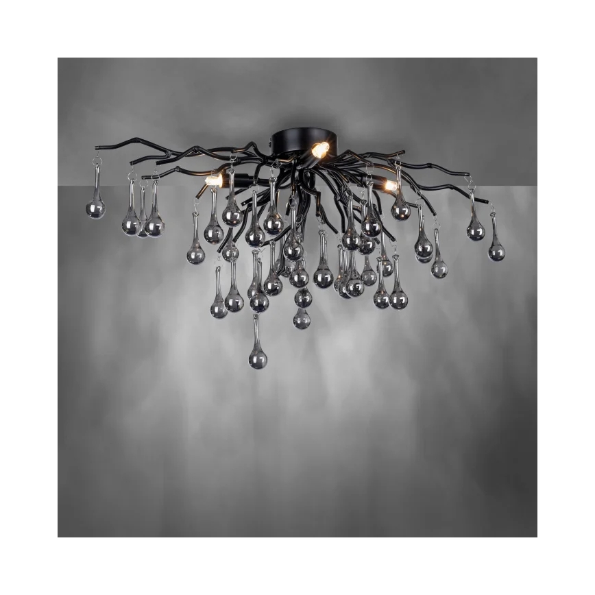 Paul Neuhaus 8090-18 - Pinta-asennettava kattokruunu ICICLE 4xG9/40W/230V 30x60 cm musta