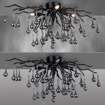 Paul Neuhaus 8090-18 - Pinta-asennettava kattokruunu ICICLE 4xG9/40W/230V 30x60 cm musta