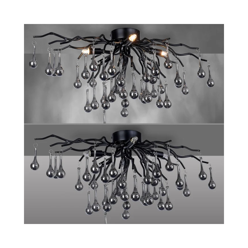Paul Neuhaus 8090-18 - Pinta-asennettava kattokruunu ICICLE 4xG9/40W/230V 30x60 cm musta
