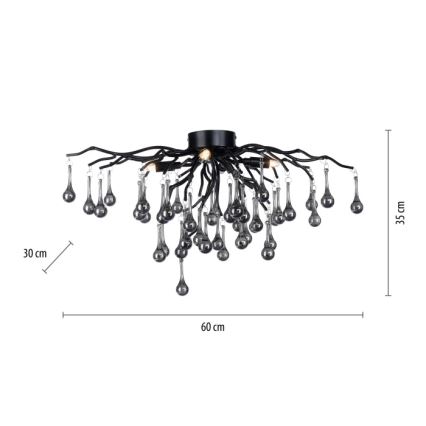 Paul Neuhaus 8090-18 - Pinta-asennettava kattokruunu ICICLE 4xG9/40W/230V 30x60 cm musta