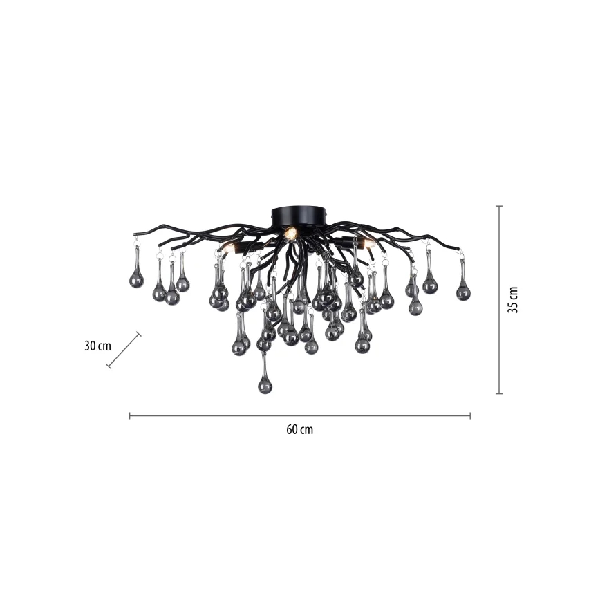 Paul Neuhaus 8090-18 - Pinta-asennettava kattokruunu ICICLE 4xG9/40W/230V 30x60 cm musta