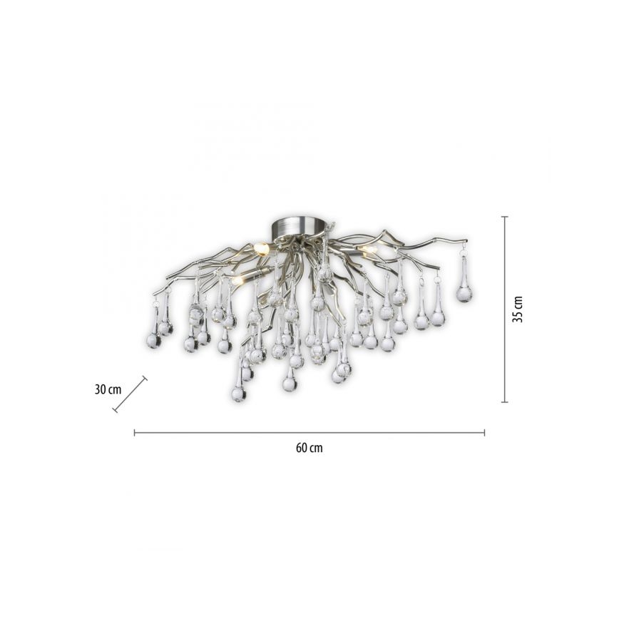Paul Neuhaus 8090-55 - Kiinteä kattokruunu ICICLE 4xG9/40W/230V 30x60 cm kiiltävä kromi