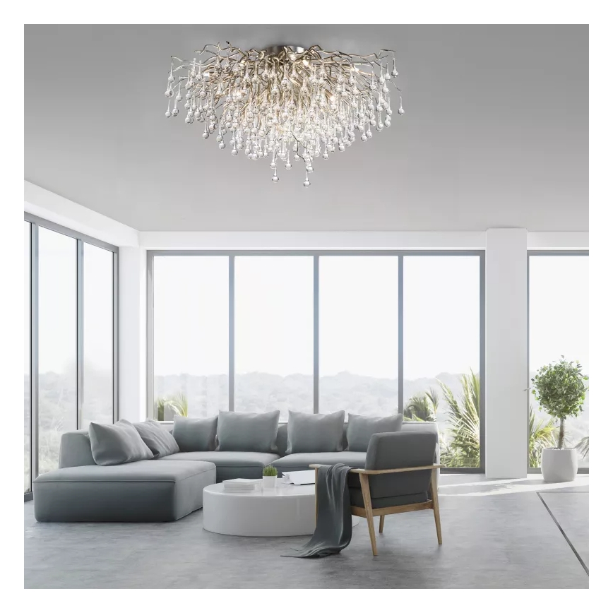 Paul Neuhaus 8092-55 - Pinta-asennettava kattovalaisin ICICLE 14xG9/40W/230V halkaisija 100 cm kiiltävä kromi