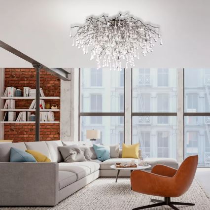 Paul Neuhaus 8092-55 - Pinta-asennettava kattovalaisin ICICLE 14xG9/40W/230V halkaisija 100 cm kiiltävä kromi