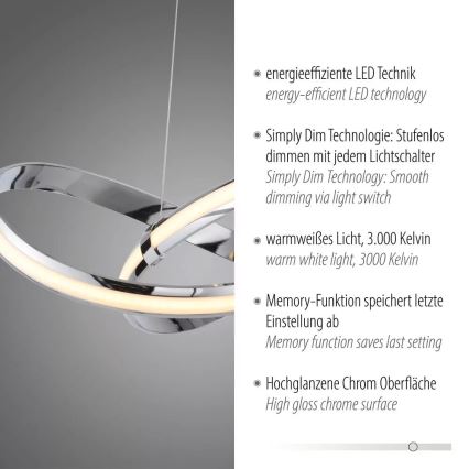 Paul Neuhaus 8291-17 - Himmennettävä LED-kattokruunu johdossa MELINDA LED/30W/230V