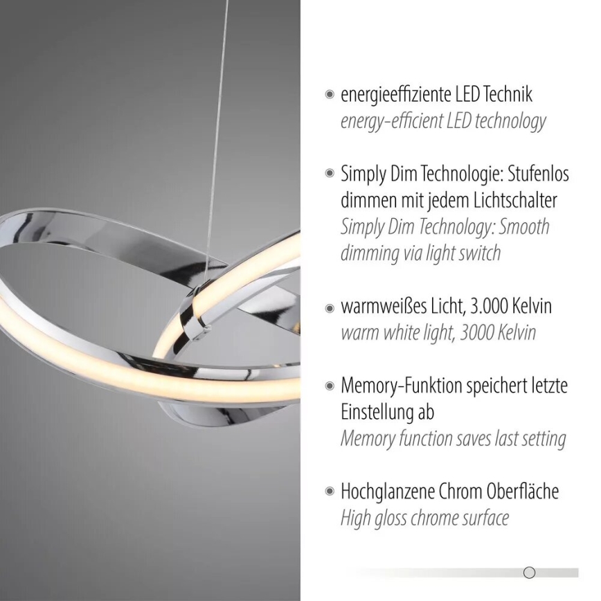 Paul Neuhaus 8291-17 - Himmennettävä LED-kattokruunu johdossa MELINDA LED/30W/230V