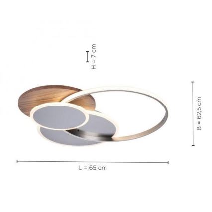Paul Neuhaus 8328-79 - Himmennettävä LED-kattovalaisin PALMA LED/50W/230V 2700-5000K mänty + kauko-ohjaus