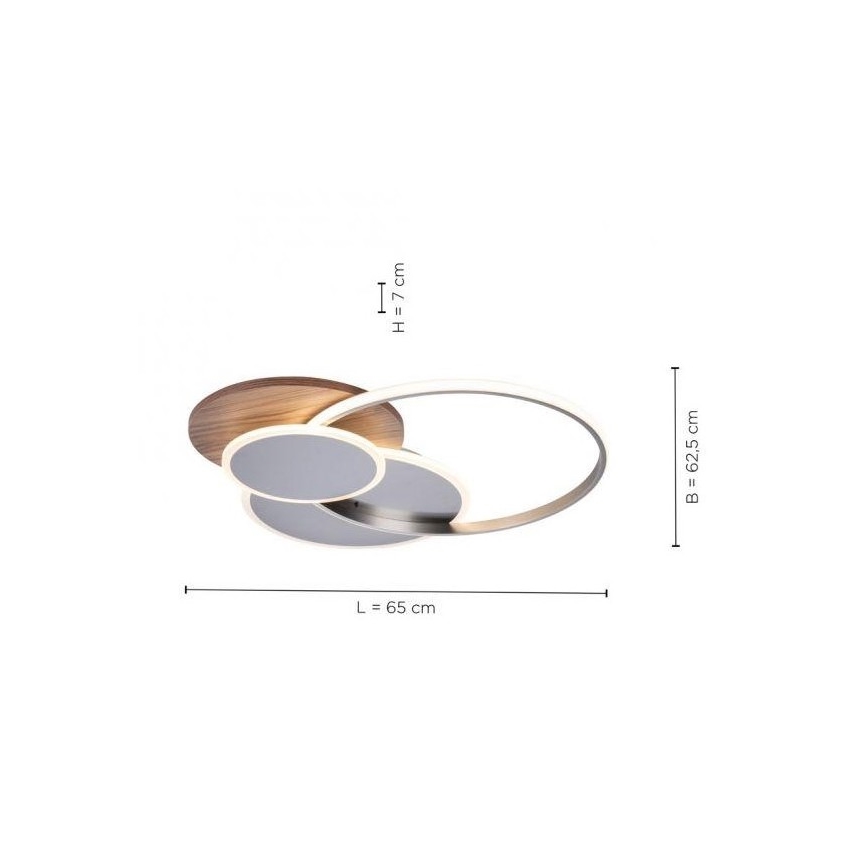 Paul Neuhaus 8328-79 - Himmennettävä LED-kattovalaisin PALMA LED/50W/230V 2700-5000K mänty + kauko-ohjaus