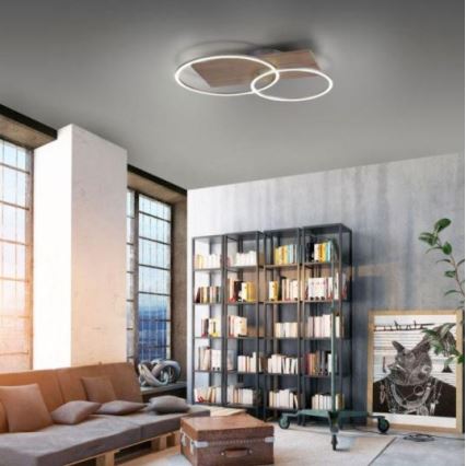 Paul Neuhaus 8329-79 - LED-himmennyskattokruunu PALMA LED/26W/230V 2700-5000K mänty + kauko-ohjaus