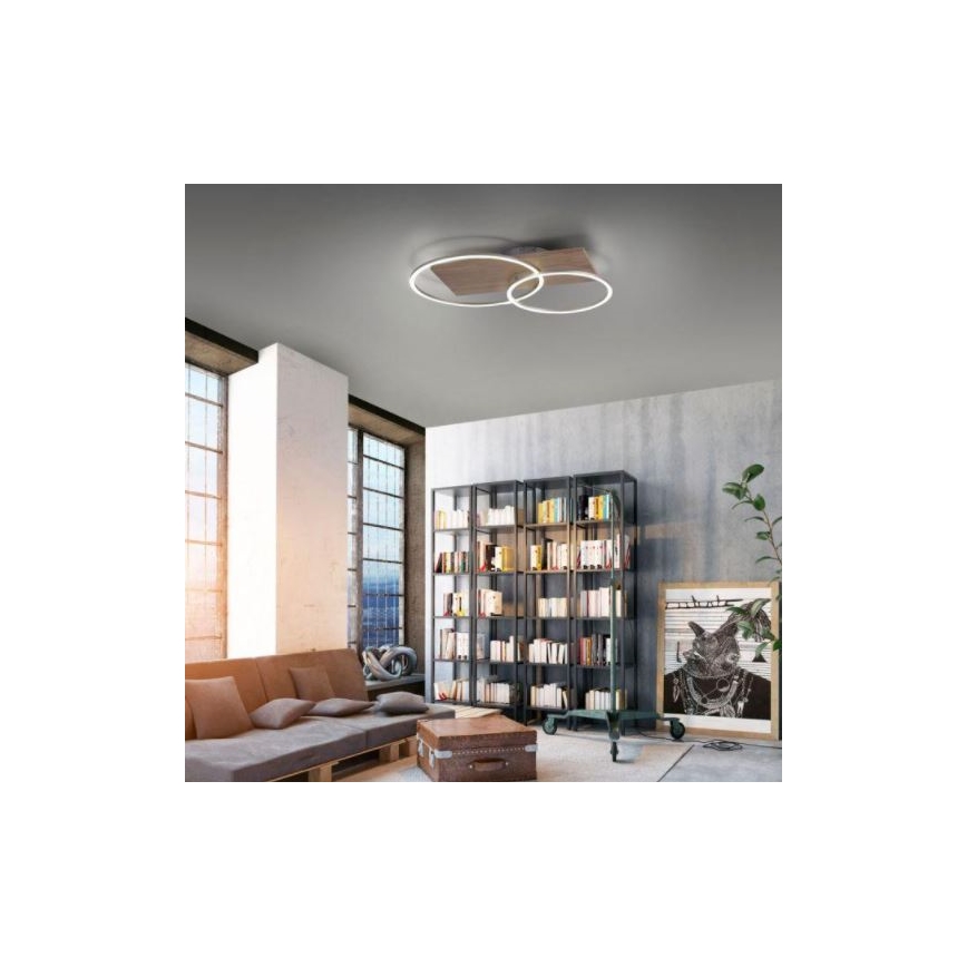 Paul Neuhaus 8329-79 - LED-himmennyskattokruunu PALMA LED/26W/230V 2700-5000K mänty + kauko-ohjaus