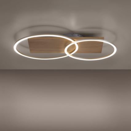 Paul Neuhaus 8329-79 - LED-himmennyskattokruunu PALMA LED/26W/230V 2700-5000K mänty + kauko-ohjaus