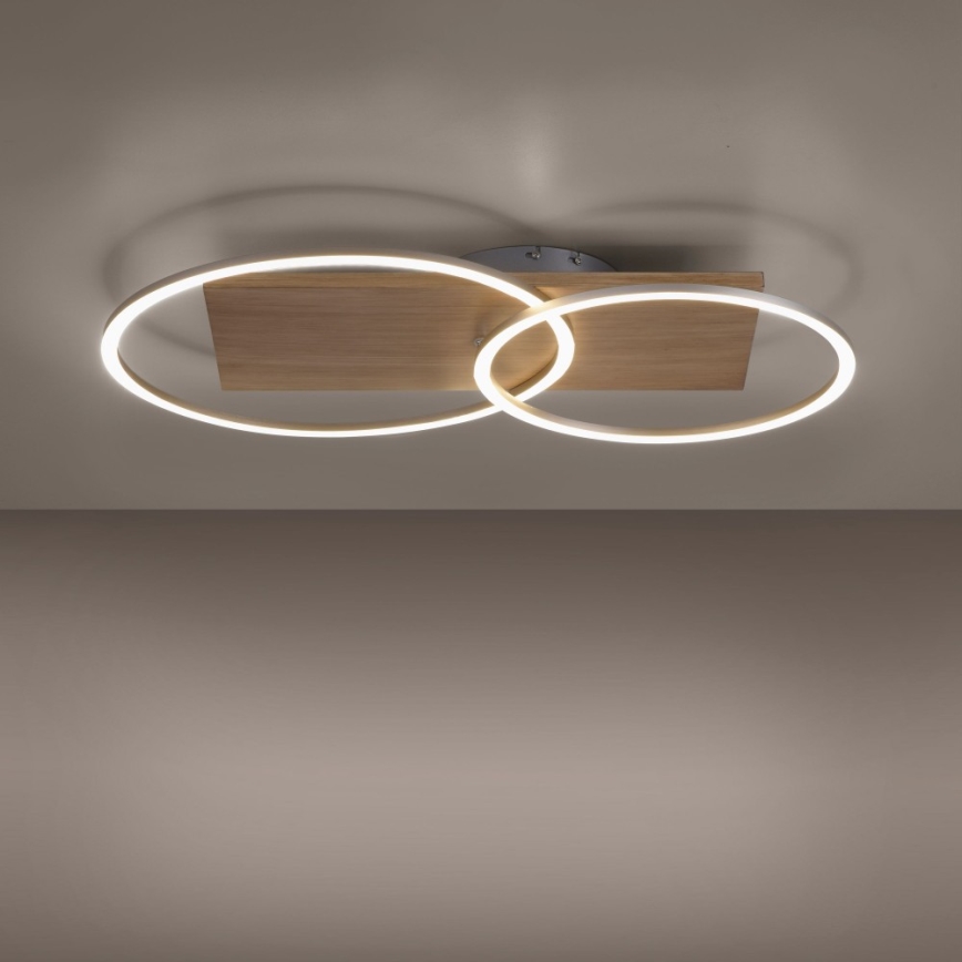 Paul Neuhaus 8329-79 - LED-himmennyskattokruunu PALMA LED/26W/230V 2700-5000K mänty + kauko-ohjaus
