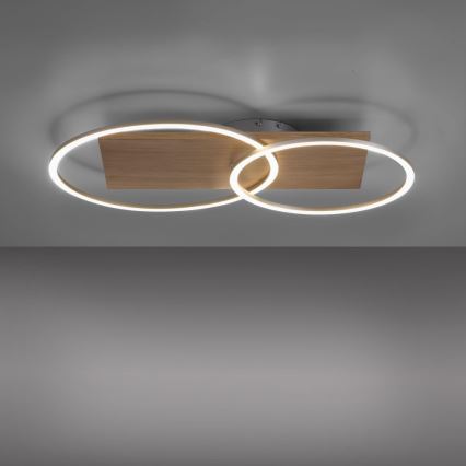 Paul Neuhaus 8329-79 - LED-himmennyskattokruunu PALMA LED/26W/230V 2700-5000K mänty + kauko-ohjaus