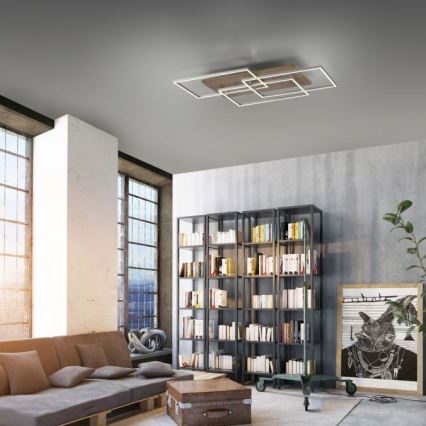 Paul Neuhaus 8330-79 - LED-himmennyskattokruunu PALMA 3xLED/12W/230V mänty + kauko-ohjaus