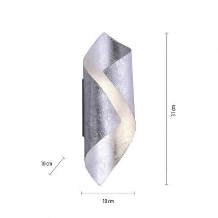Paul Neuhaus 9030-21 - LED-seinävalo NEVIS LED/6W/230V hopea