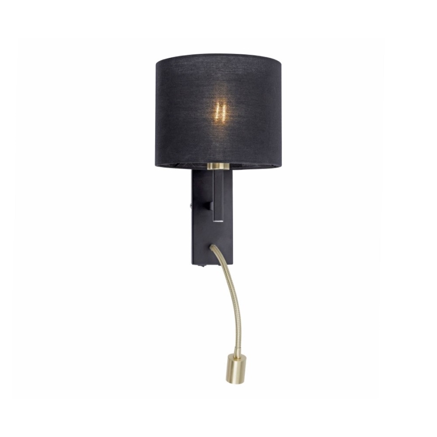 Paul Neuhaus 9646-18 - LED-seinälamppu ROBIN 1xE27/40W/230V + LED/2,1W musta