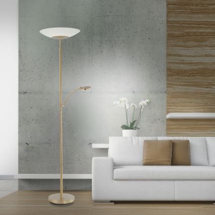 Paul Neuhaus - 655-60 - Himmennettävä LED-lattiavalaisin ALFRED 1xLED/28W/230V+1xLED/4W/230V messinki