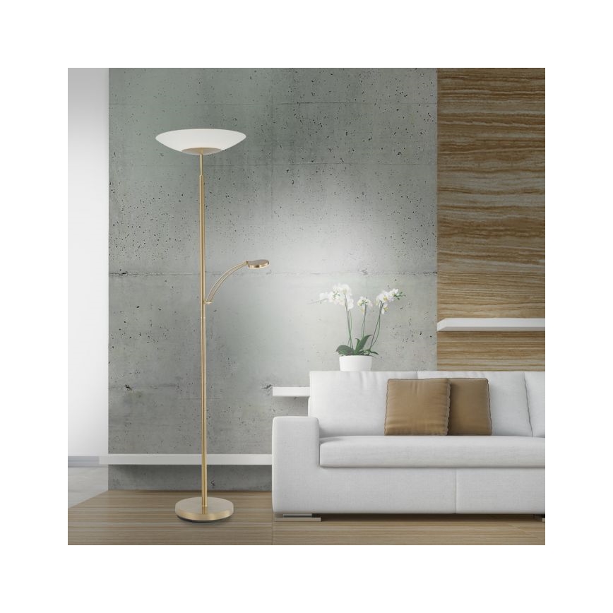Paul Neuhaus - 655-60 - Himmennettävä LED-lattiavalaisin ALFRED 1xLED/28W/230V+1xLED/4W/230V messinki