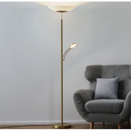 Paul Neuhaus - 655-60 - Himmennettävä LED-lattiavalaisin ALFRED 1xLED/28W/230V+1xLED/4W/230V messinki