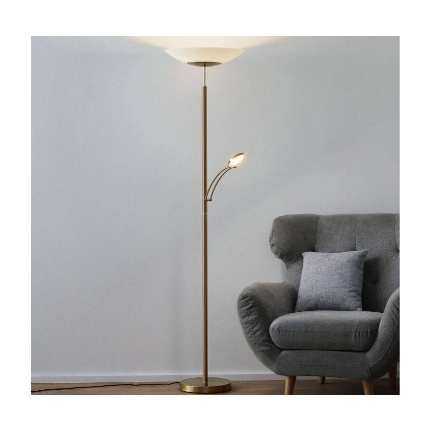 Paul Neuhaus - 655-60 - Himmennettävä LED-lattiavalaisin ALFRED 1xLED/28W/230V+1xLED/4W/230V messinki