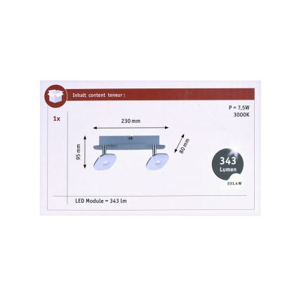 Paulmann 66651 - LED-kohdevalaisin SQUARELENSE 2xLED/3,2W/230V