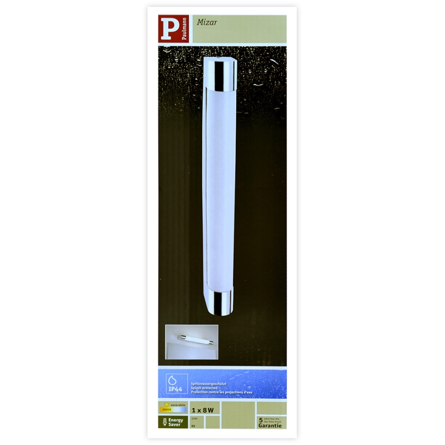 Paulmann 70360 -  1xG5/8W IP44 Kylpyhuoneen peilivalo MIZAR 230V
