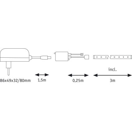 Paulmann 70481 - LED RGBW/9,6W Himmennettävä nauha DIGITAL 3 m 230V + kauko-ohjaus