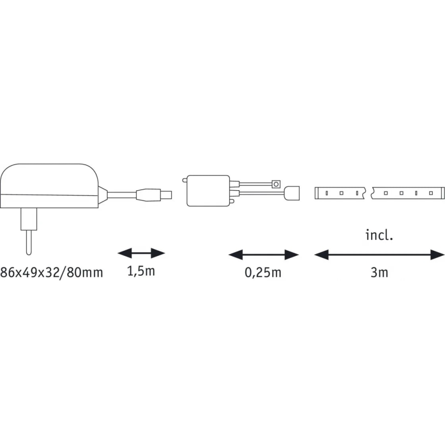 Paulmann 70481 - LED RGBW/9,6W Himmennettävä nauha DIGITAL 3 m 230V + kauko-ohjaus