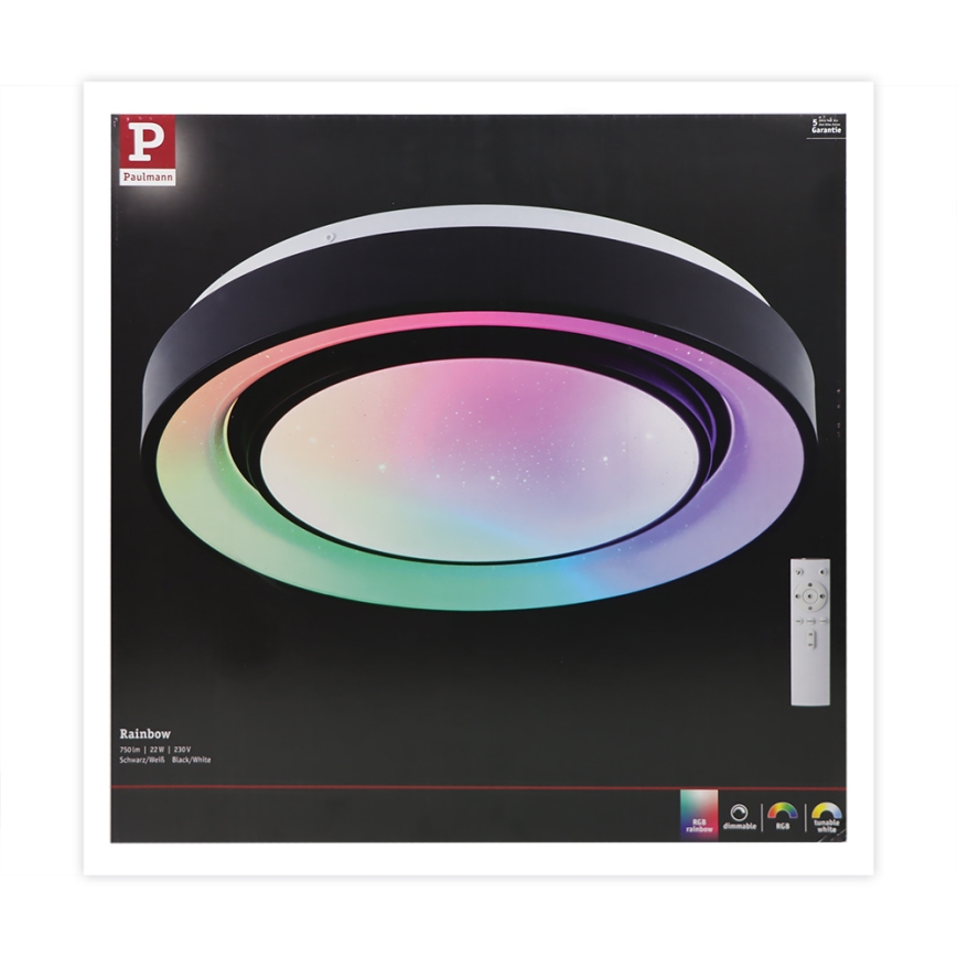 Paulmann 70544 - LED RGBW/22W Himmennettävä kattovalo RAINBOW 230V 3000-6500K + kauko-ohjain