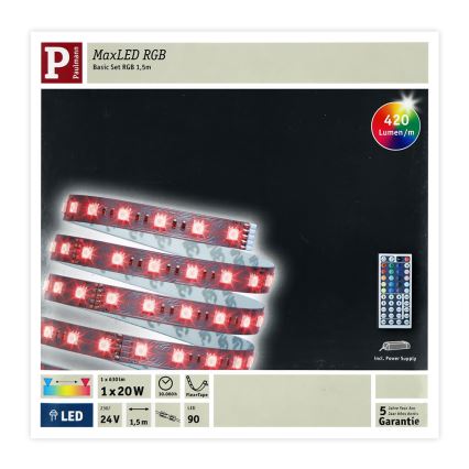 Paulmann 70587 - LED RGB/20W Himmennettävä nauha MAXLED 1,5m 230V + kauko-ohjain