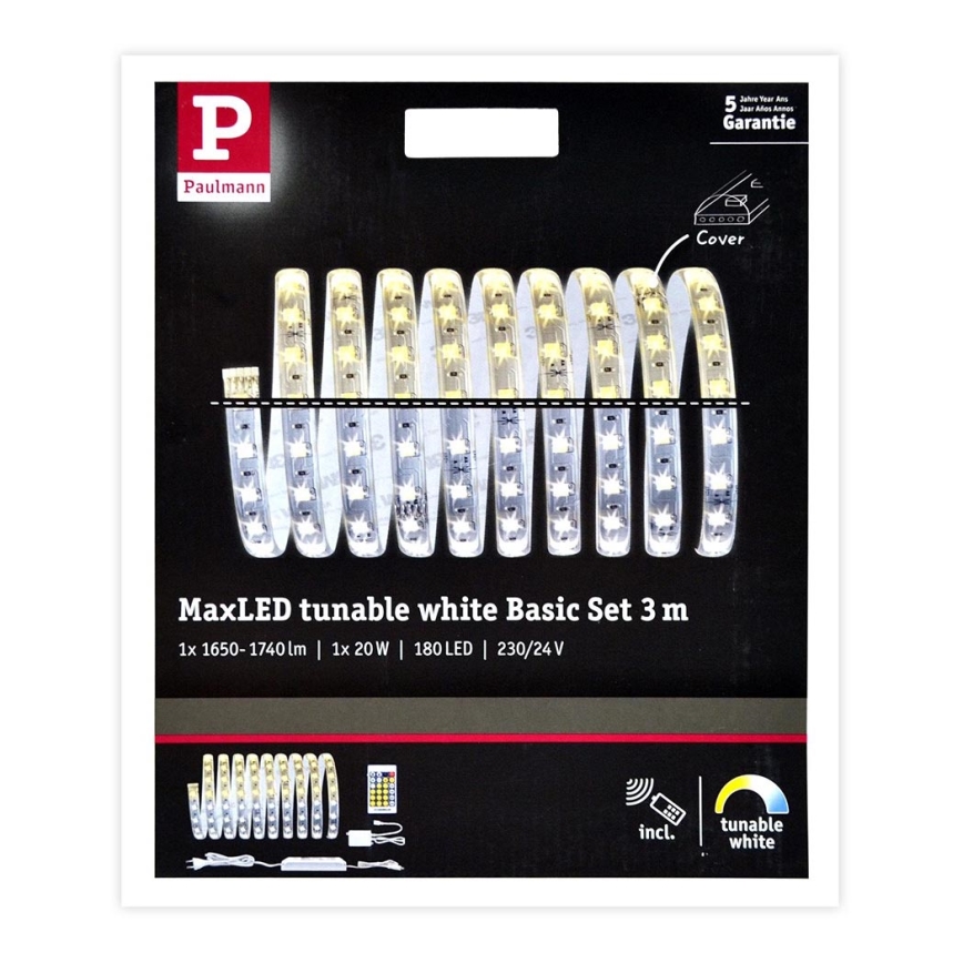 Paulmann 70624 - LED/20W Himmennettävä nauha MAXLED 3m 230V + kauko-ohjaus