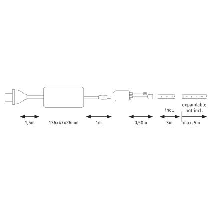 Paulmann 70624 - LED/20W Himmennettävä nauha MAXLED 3m 230V + kauko-ohjaus