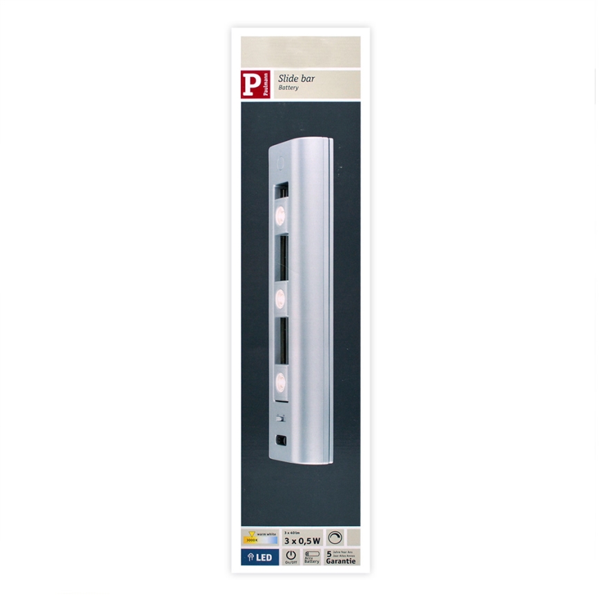 Paulmann 70640 - 3xLED / 0,5W Himmennettävä kaappivalaisin DIA 6xAA