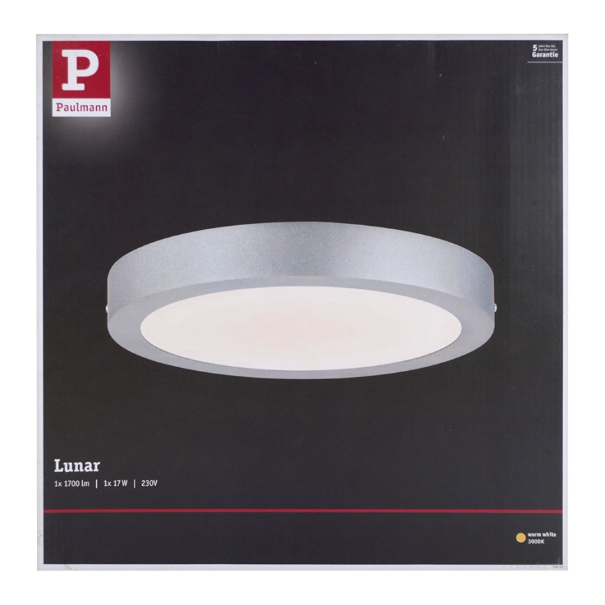 Paulmann 70655 - LED/17W Kattovalo LUNAR 230V halkaisija 30 cm mattakromi