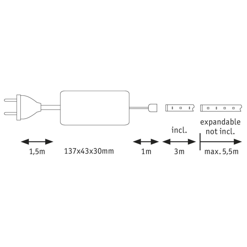 Paulmann 70665 - LED/18W IP44 Himmennettävä kylpyhuone valonauha MAXLED 3 m 6500K 230V