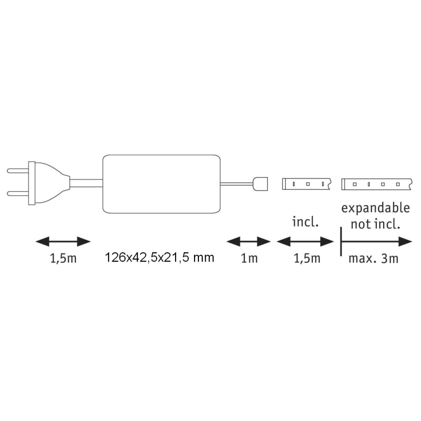 Paulmann 70668 - LED/9W IP44 Himmennettävä kylpyhuone valonauha MAXLED 1,5 m 2700K 230V