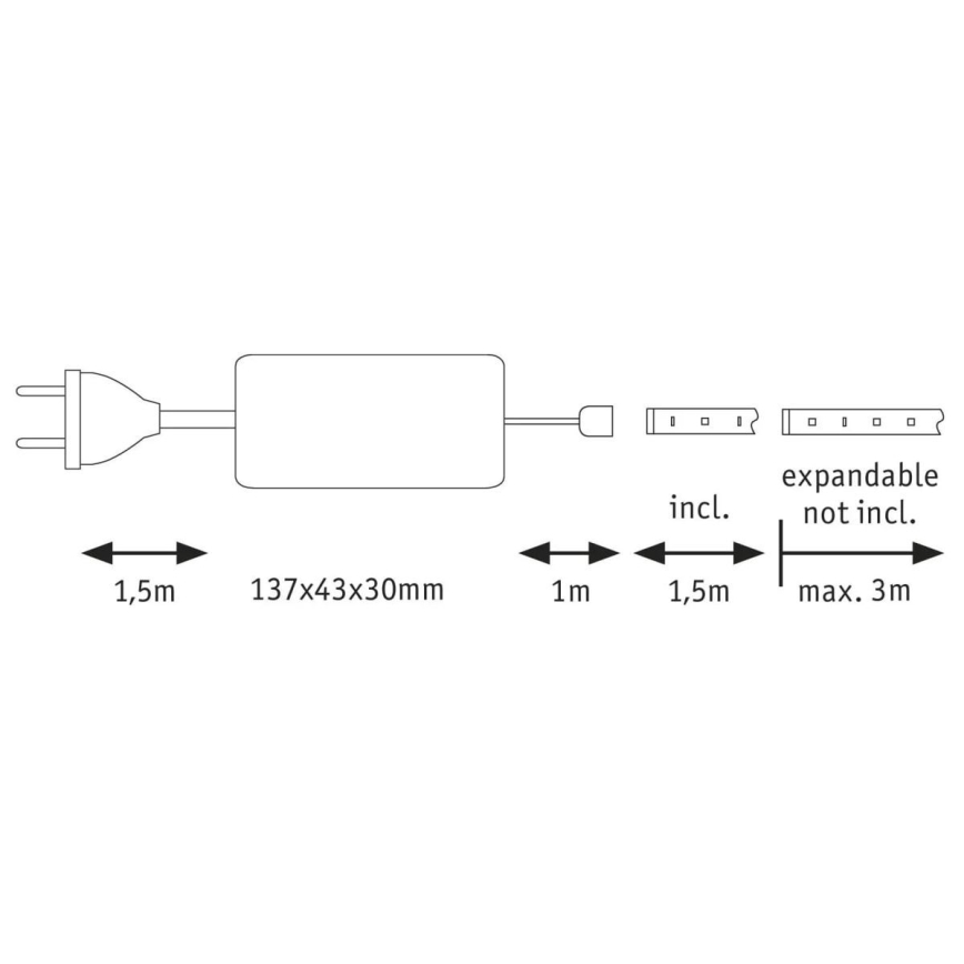 Paulmann 70671 - LED/18W IP44 Himmennettävä kylpyhuone valonauha MAXLED 1,5 m 6500K 230V