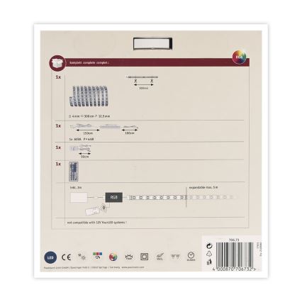 Paulmann 70673 - LED RGB/40W Himmennettävä nauha MAXLED 3m 230V + kaukosäädin