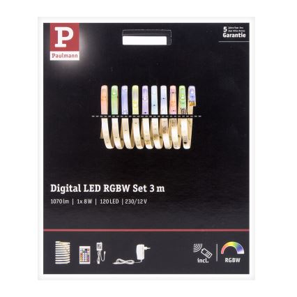Paulmann 70696 - LED RGBW/8W Himmennettävä nauha DIGITAL 3m 230V + kaukosäädin