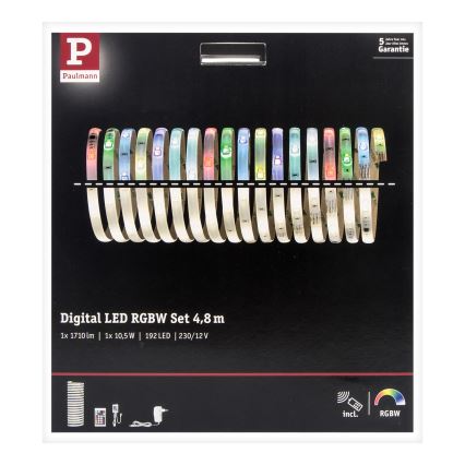Paulmann 70697 - LED RGBW/10,5W Himmennettävä nauha DIGITAL 4,8m 230V + kaukosäädin